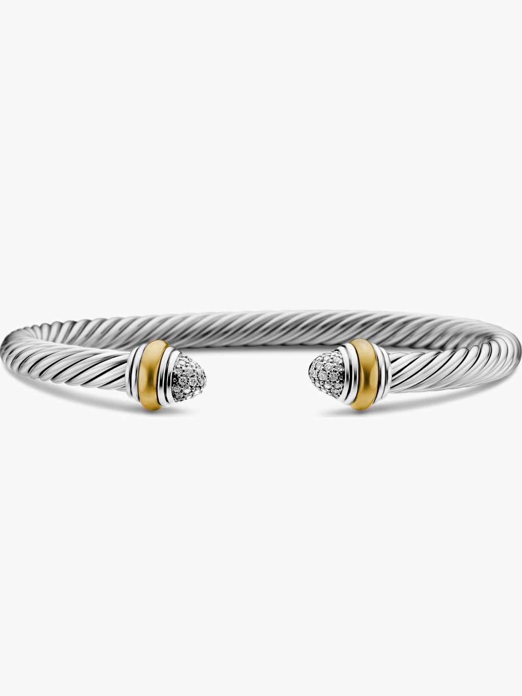 David Yurman Classic Cable Bracelet In Sterling Silver, 14k Yellow Gold And Pave